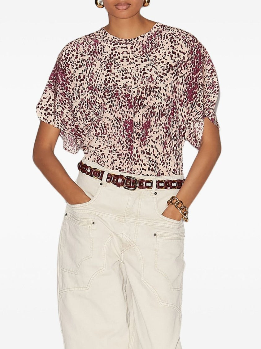 Isabel Marant Abstract Print Top With Puffed Sleeves