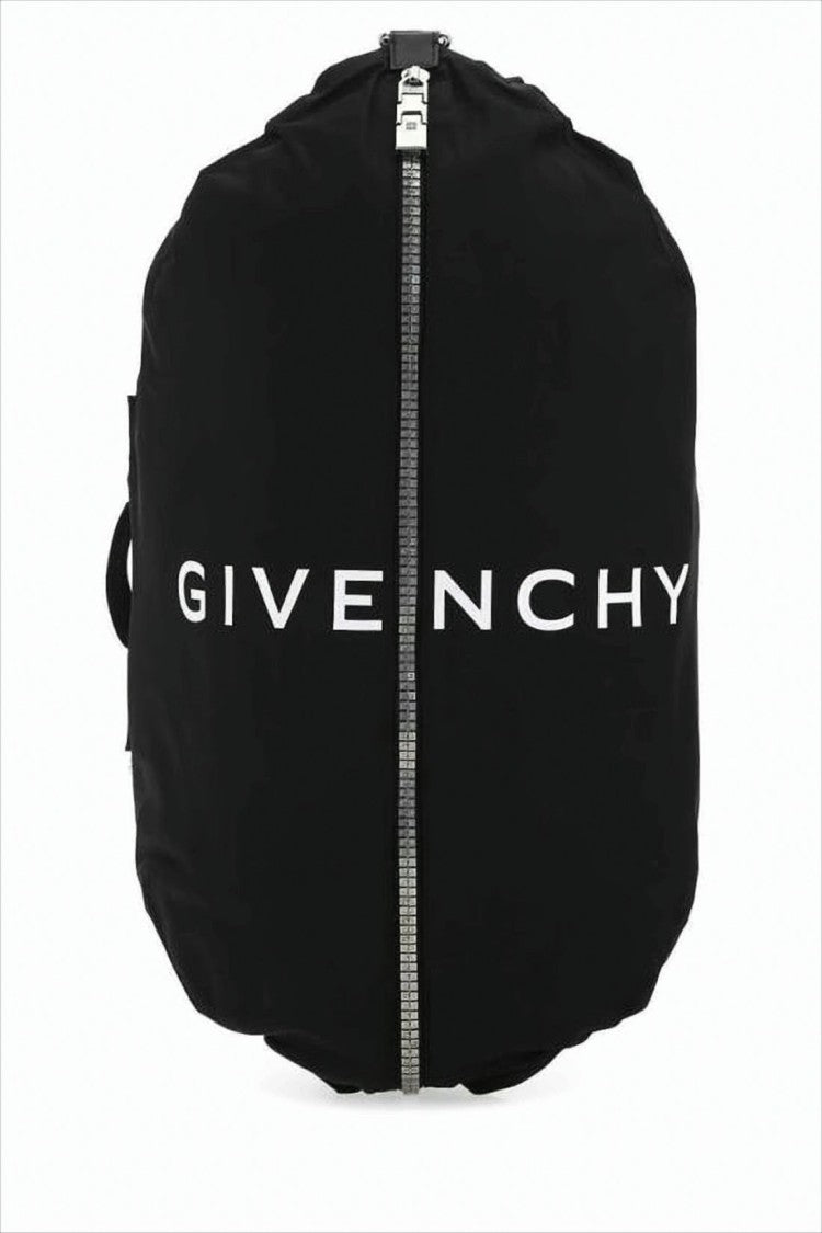 Givenchy Rounded Black Backpack With Silver Zipper Detail