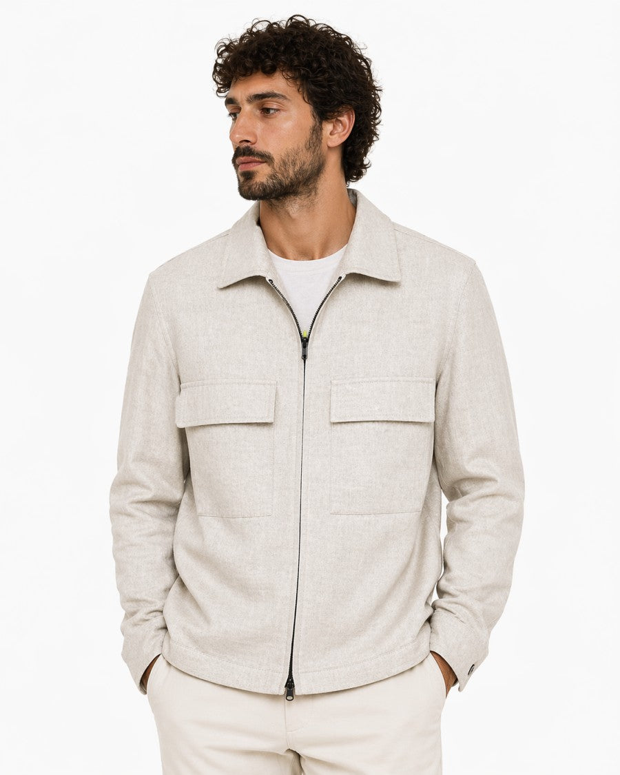Manuel Ritz Linen Front Zip Classic Collar Jacket