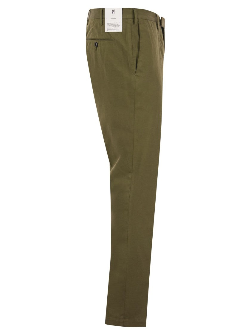 Pt Torino Skinny Trousers In Cotton And Silk