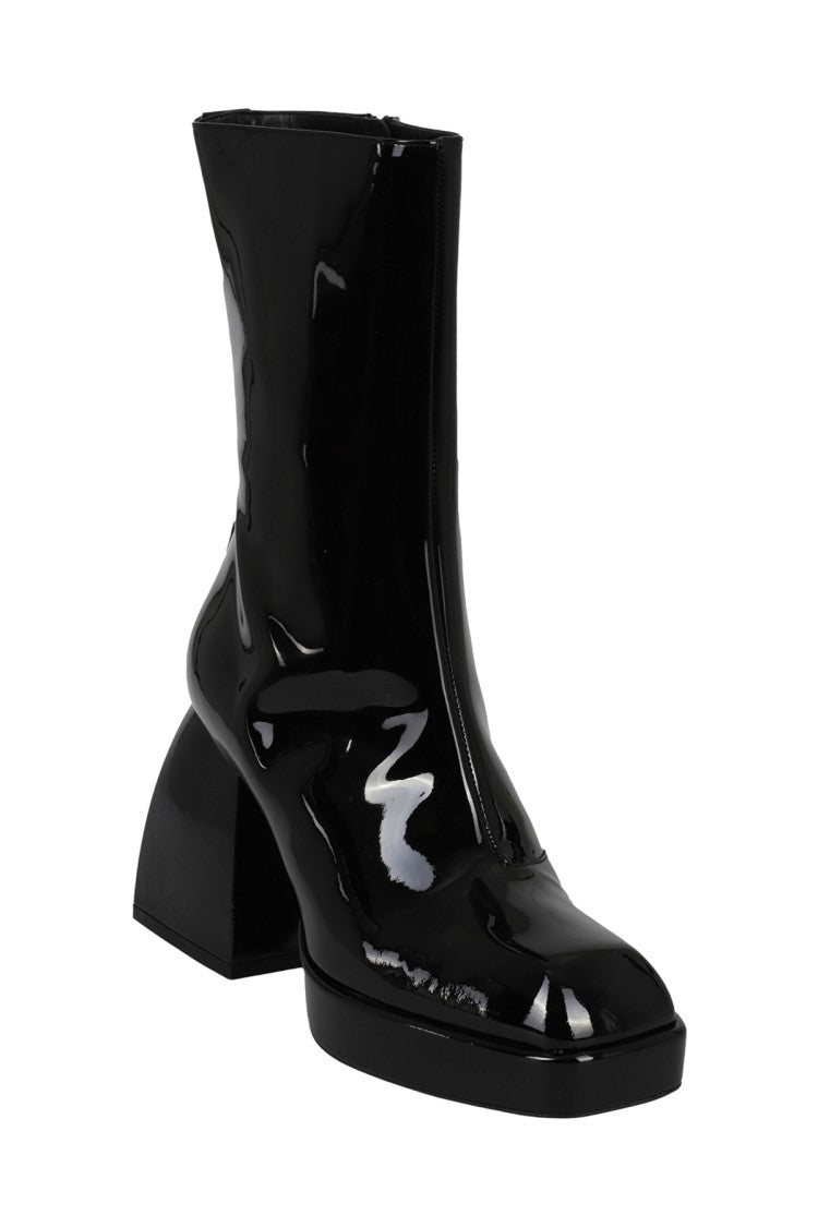 Nodaleto High Gloss Calfskin Leather Bulla Corta Boots
