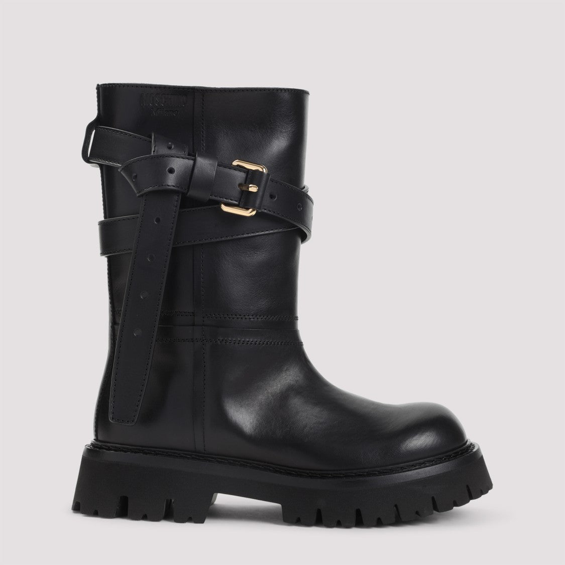Moschino Black Leather Ankle Boots