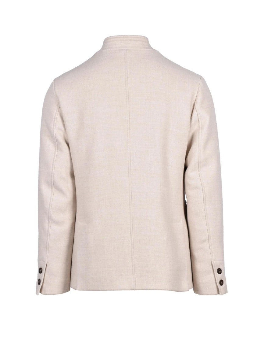 Eleventy Beige Down-Filled Wool Jacket