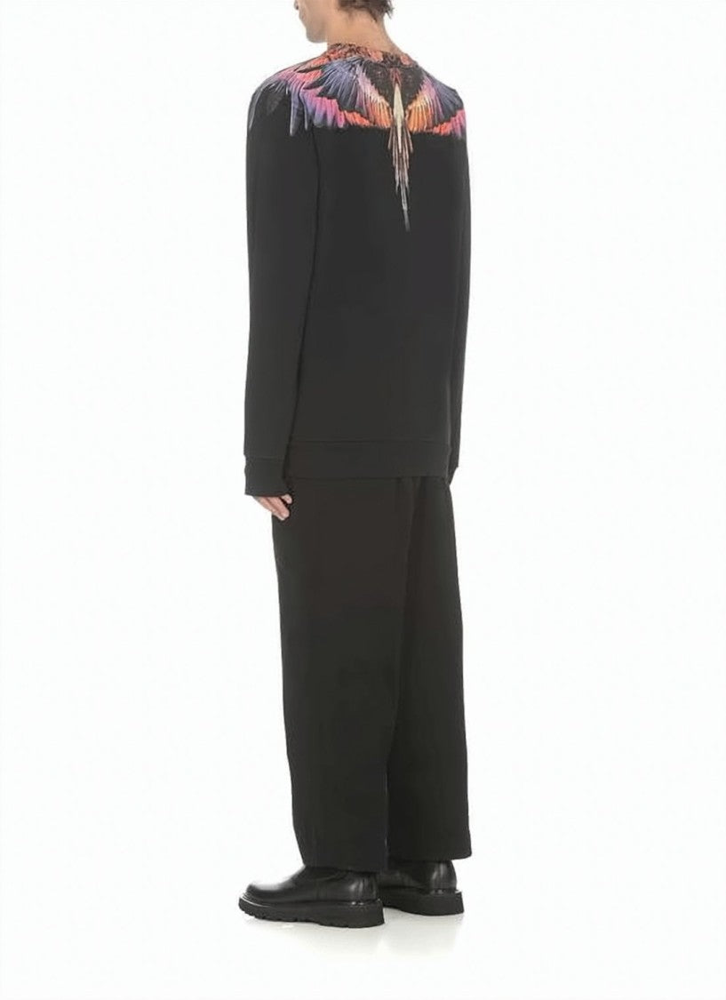 Marcelo Burlon Black Sweatshirt With Feathered Wing Design