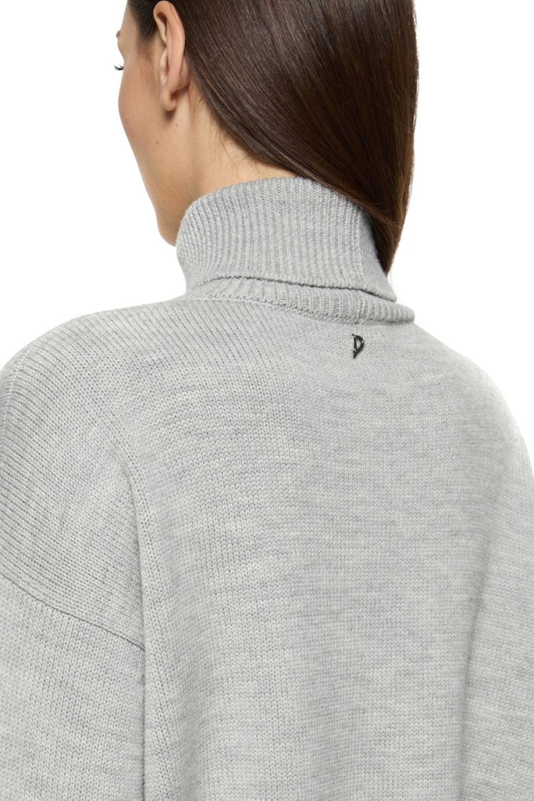 Dondup Cropped Grey Wool Sweater With High Neck