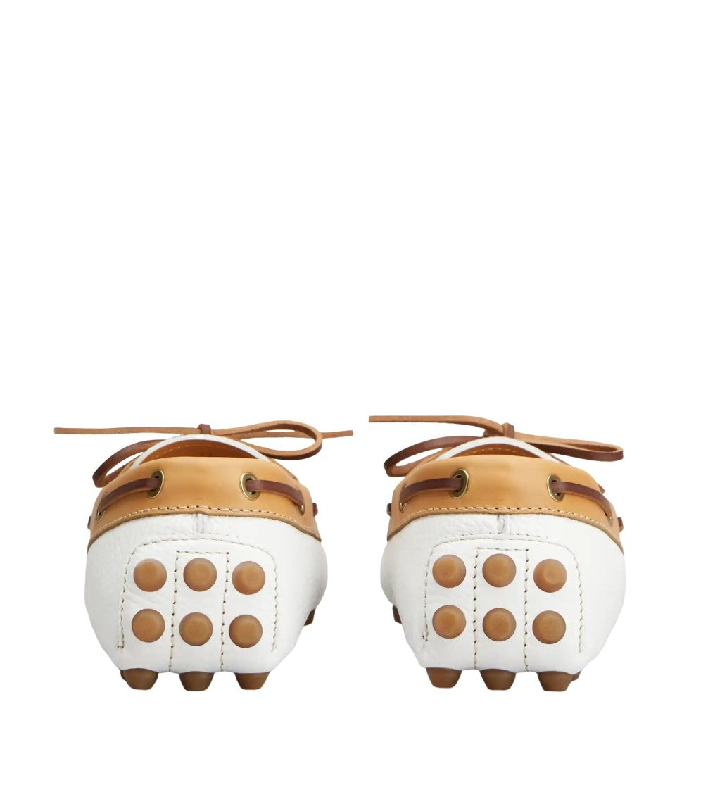 Tod's Gommino Bubble White Leather Loafers With Rubber Sole