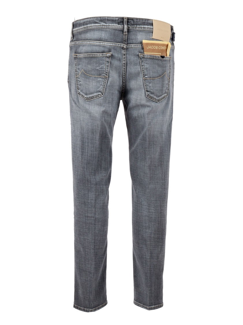 Jacob Cohen Grey Scott Faded Denim Straight-Leg Pants