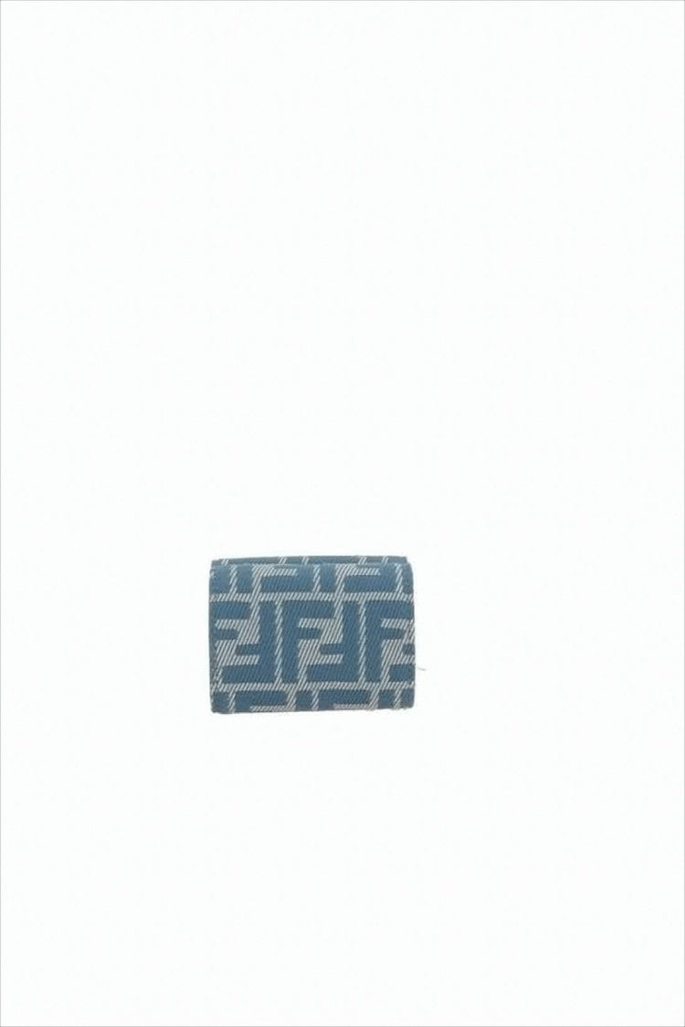 Fendi Geometric Pattern Compact Wallet In Dual Blue Shades