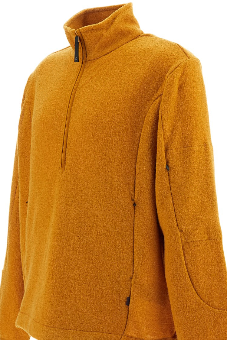 Pas Normal Studios Yellow Off-Race Boiled Wool Half-Zip Knit Sweater