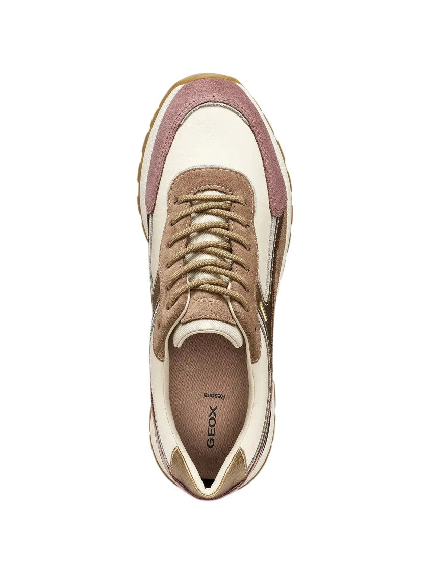 Geox Desya B Abx Metallic Accents Leather Suede Sneakers