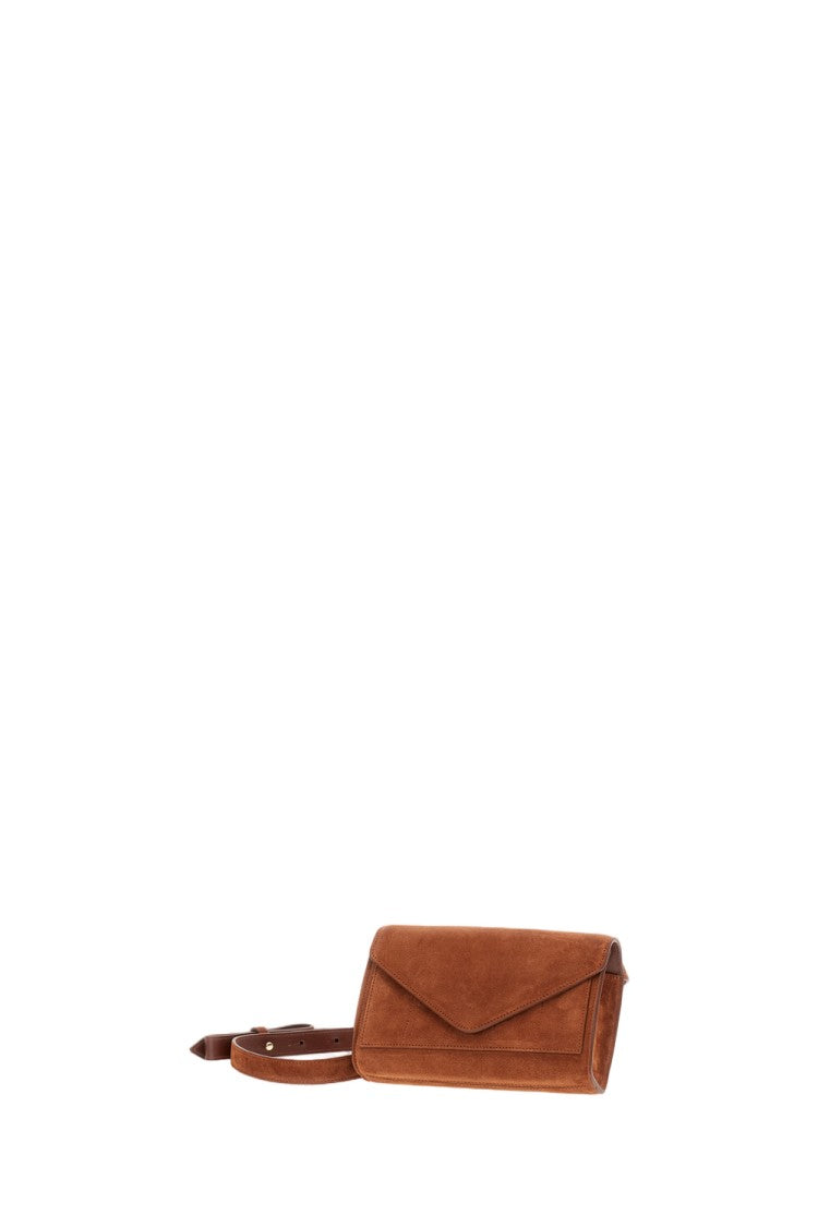 Micoli Rectangular Cognac Suede Shoulder Bag