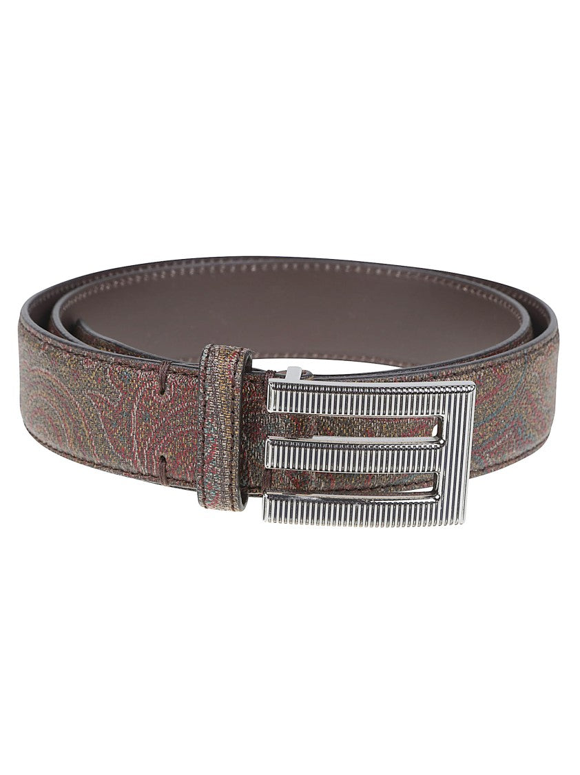 Etro Brown Arnica Cotton-Blend Paisley Belt