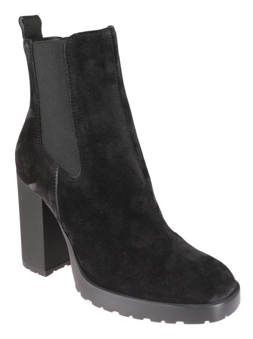 Hogan H623 Black Suede Ankle Boots