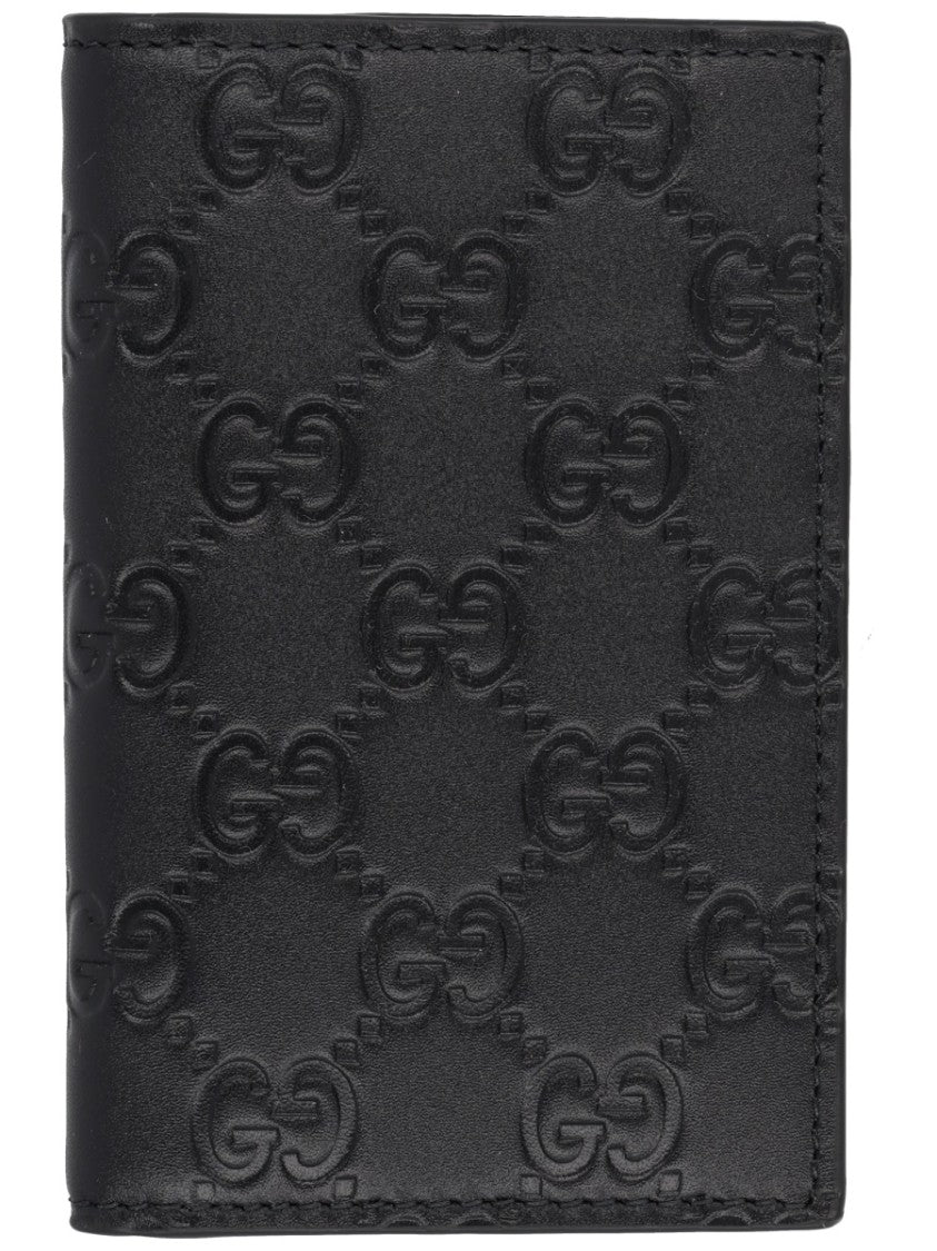 Gucci Gg Emblem Embossed Calfskin Card Holder
