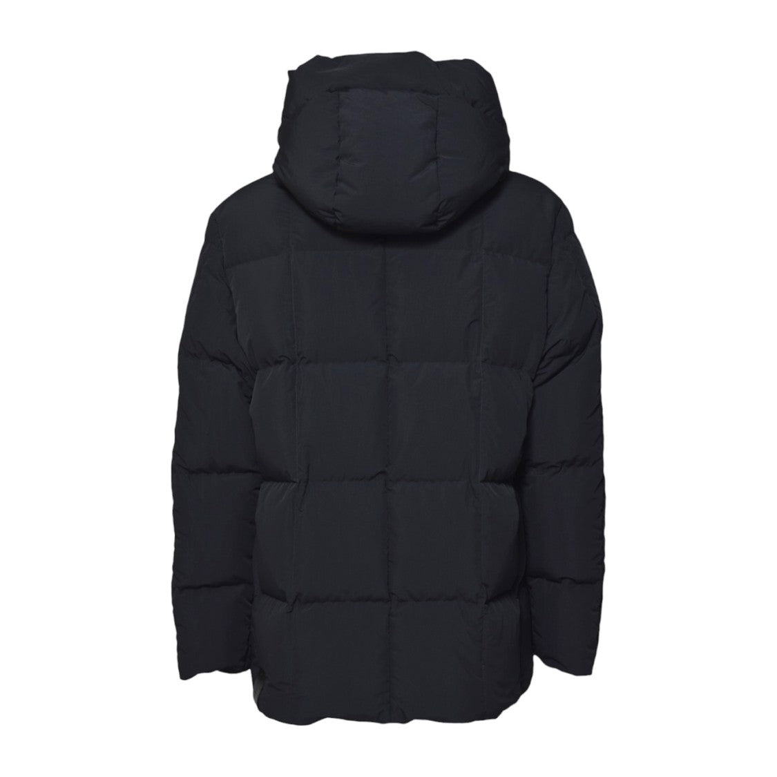 Jil Sander Padded Collar Black Puffer Coat With Scalloped Hem
