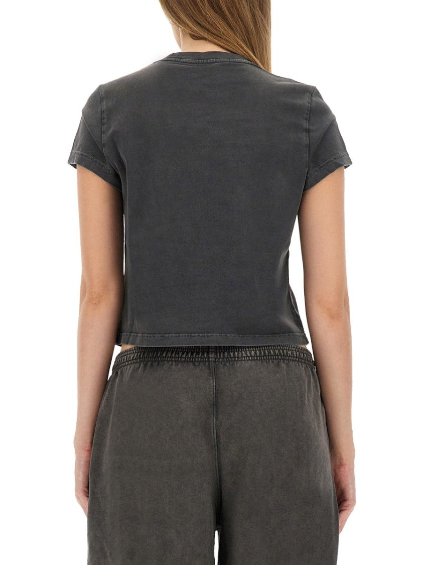 Alexander Wang Fitted Cropped T-Shirt With Subtle Logo