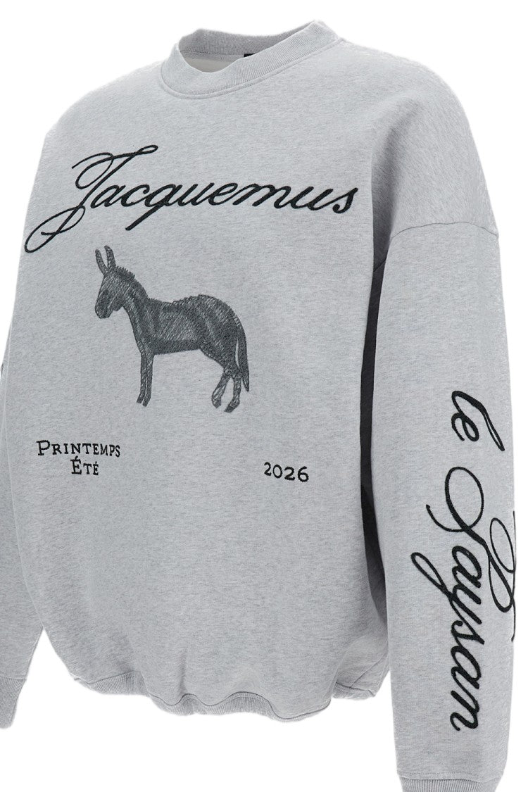 Jacquemus Oversized Crew Neck Sweatshirt With All-Over Embroidery