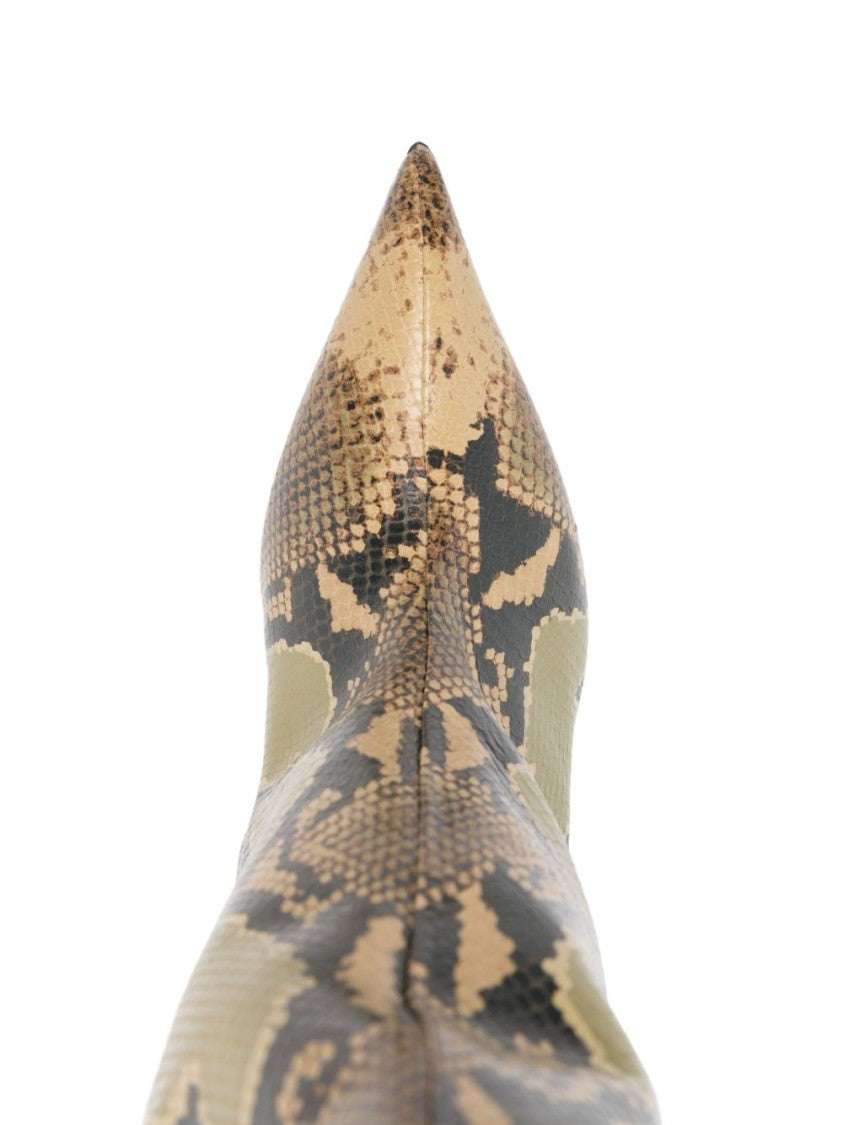 The Attico Python-Print Black Calf Leather Ankle Boots