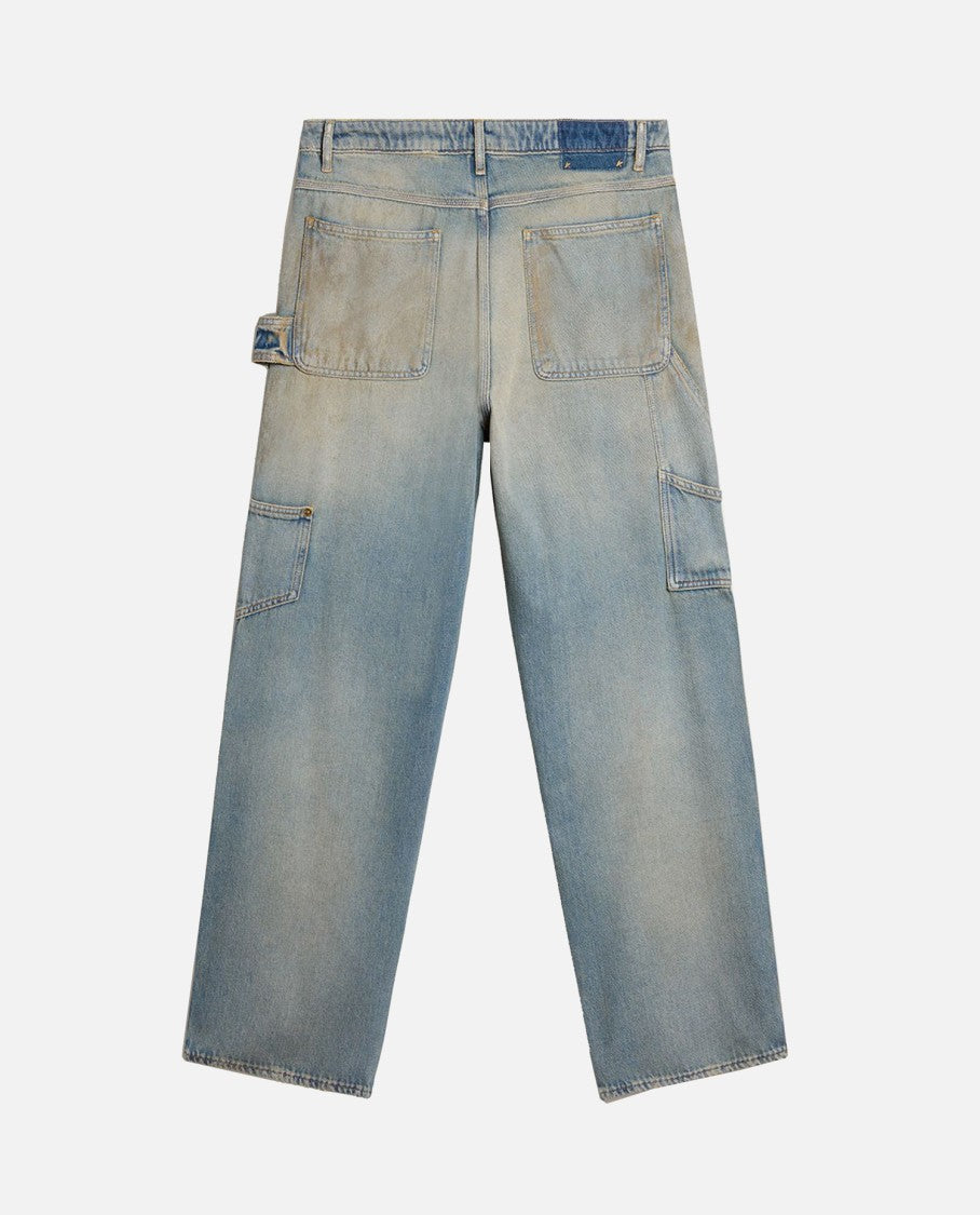 Golden Goose Light Blue And Beige Faded Effect Jeans