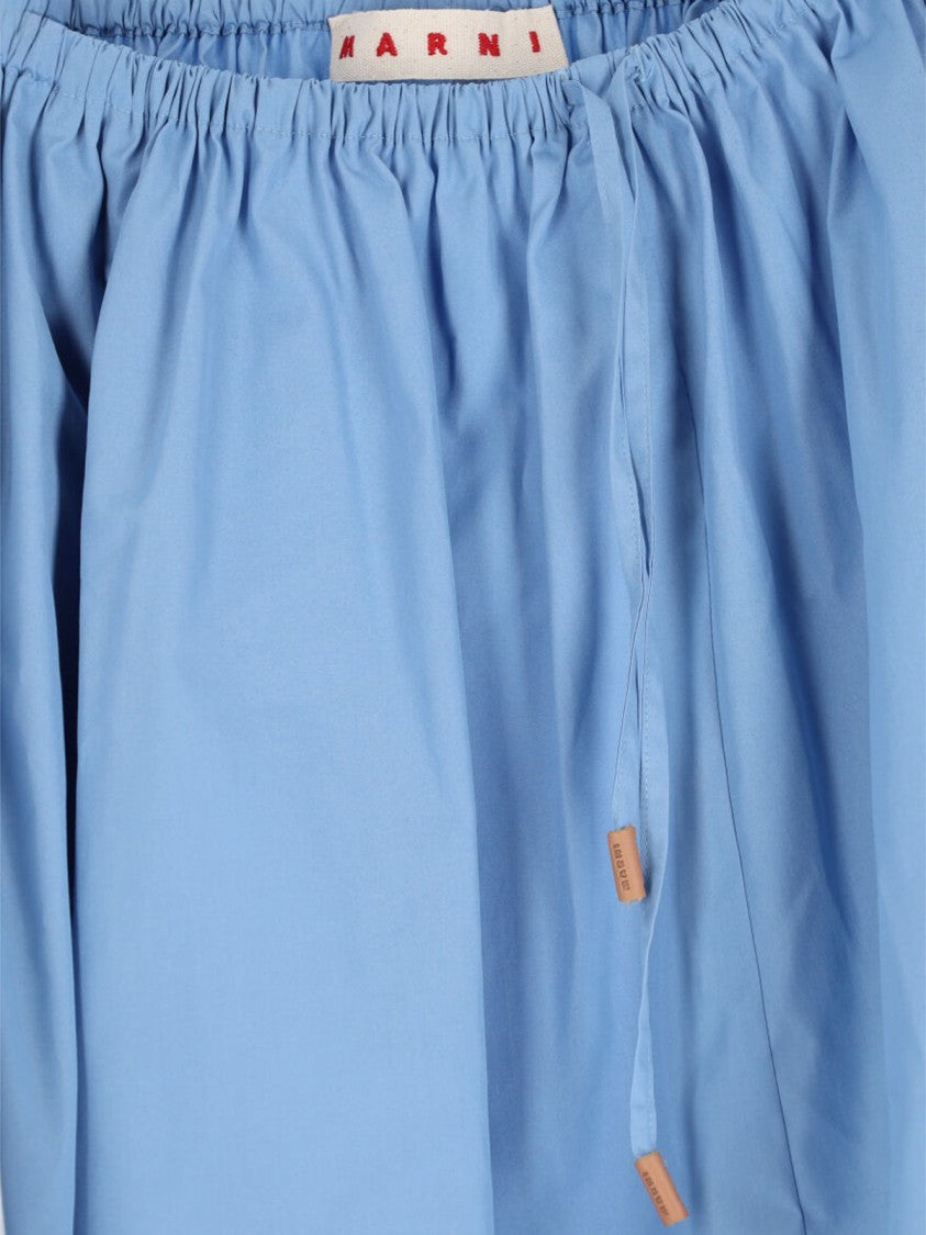 Marni Midi Skirt In Light Blue Cotton