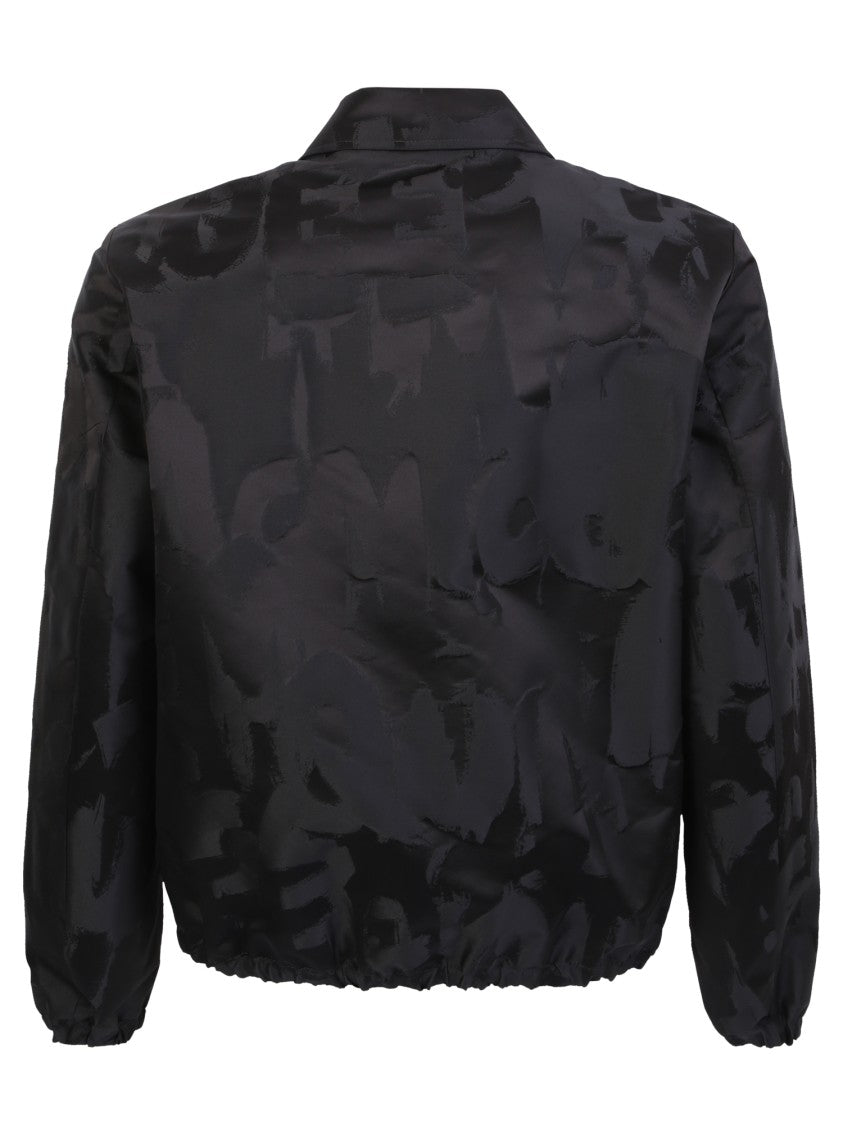 Alexander Mcqueen Black Jacket With Graffiti Tonal Logo Pattern