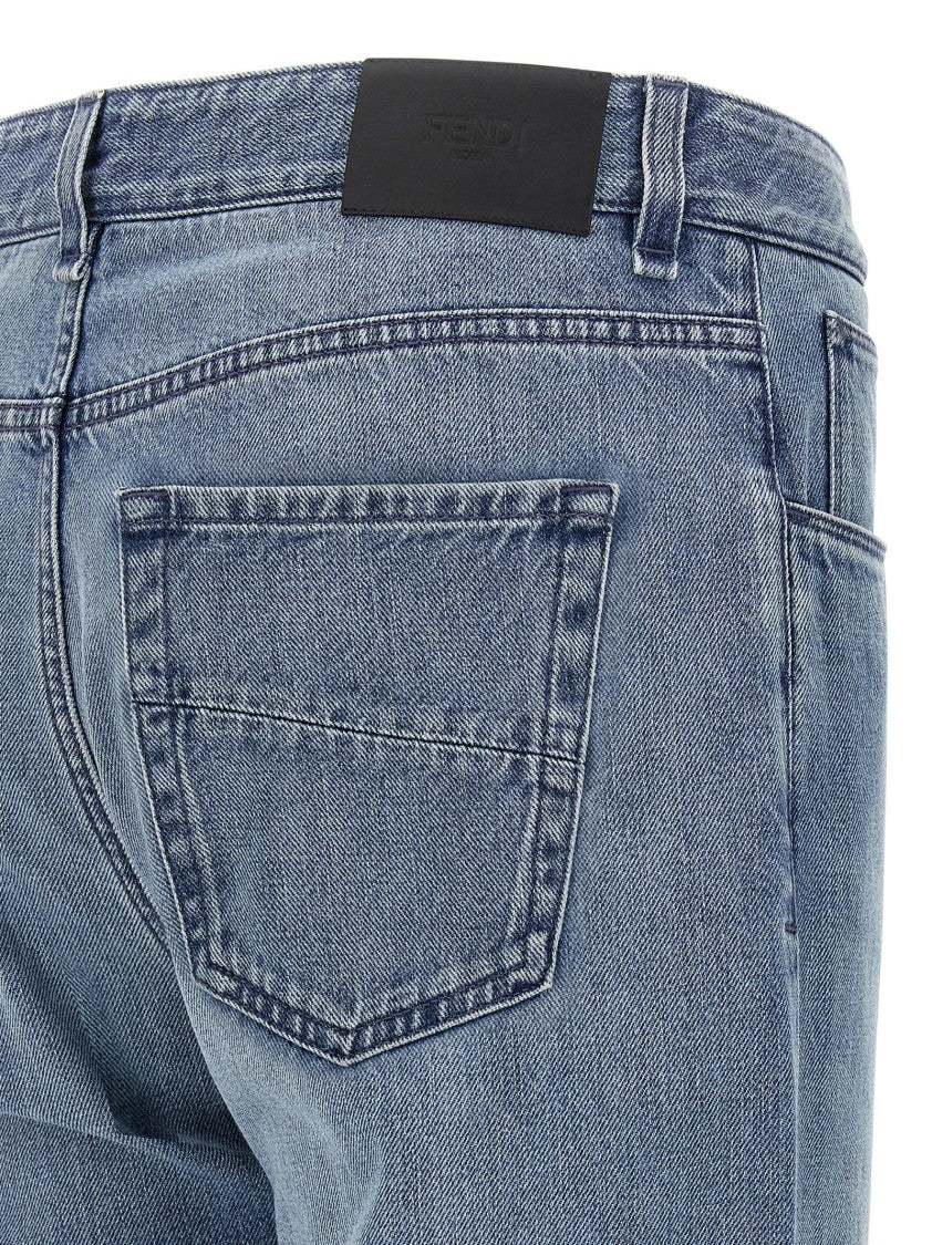 Fendi Stonewashed Cotton Denim Jeans