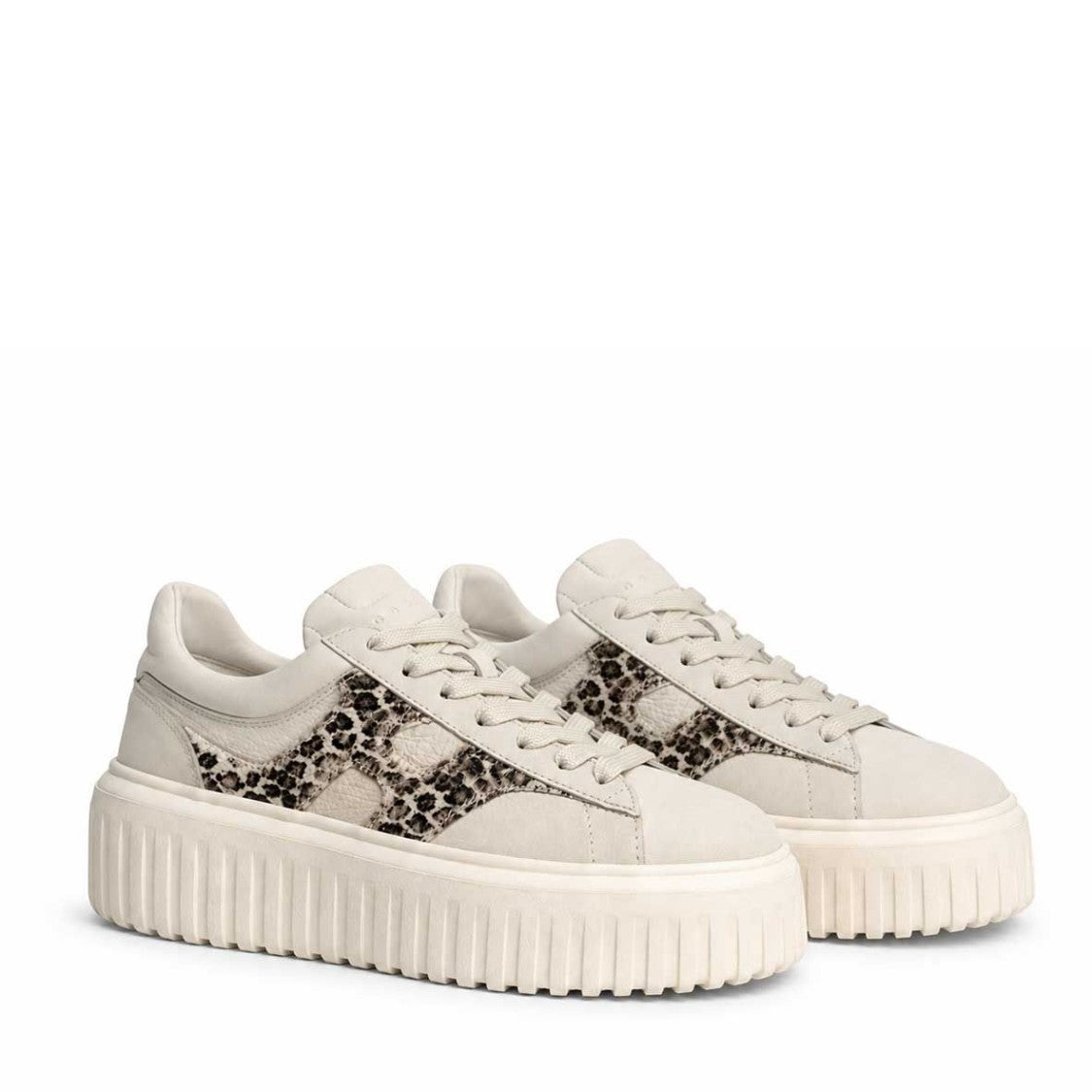 Hogan Leopard Print Ribbed-Sole Platform Sneakers