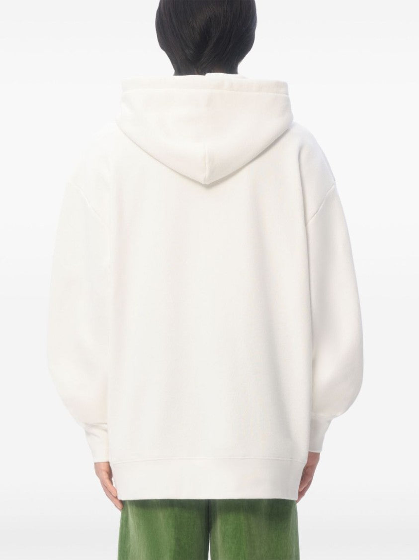 Valentino Slouchy Cotton Jersey Hooded Sweatshirt With Logo Print