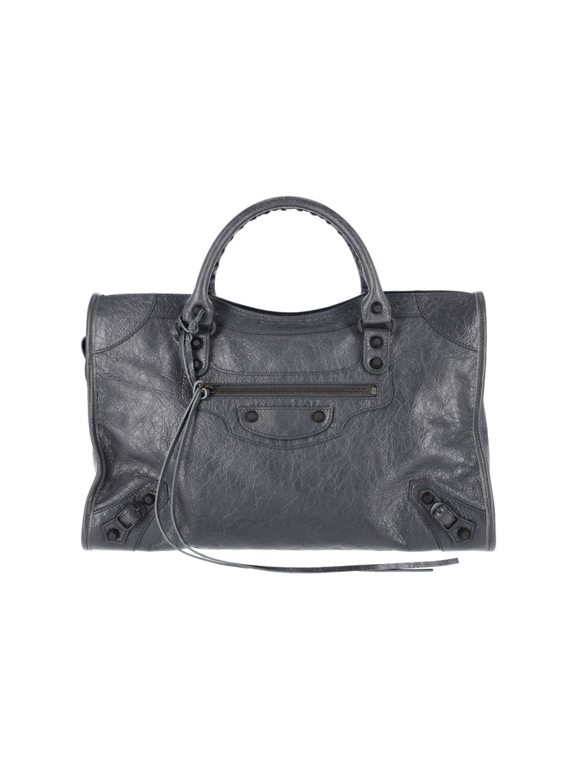 Balenciaga Medium Le City Grey Lambskin Shoulder Bag