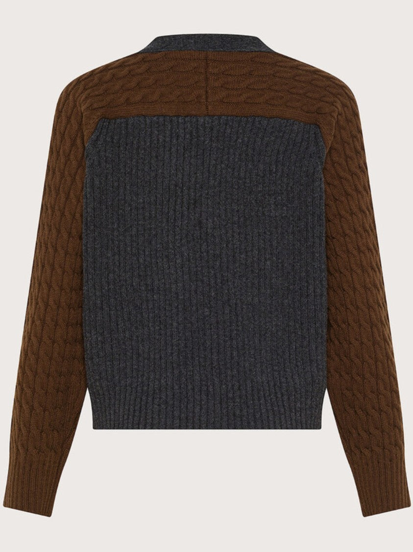 Seventy Venezia Cropped Color-Block Cable-Knit Cardigan