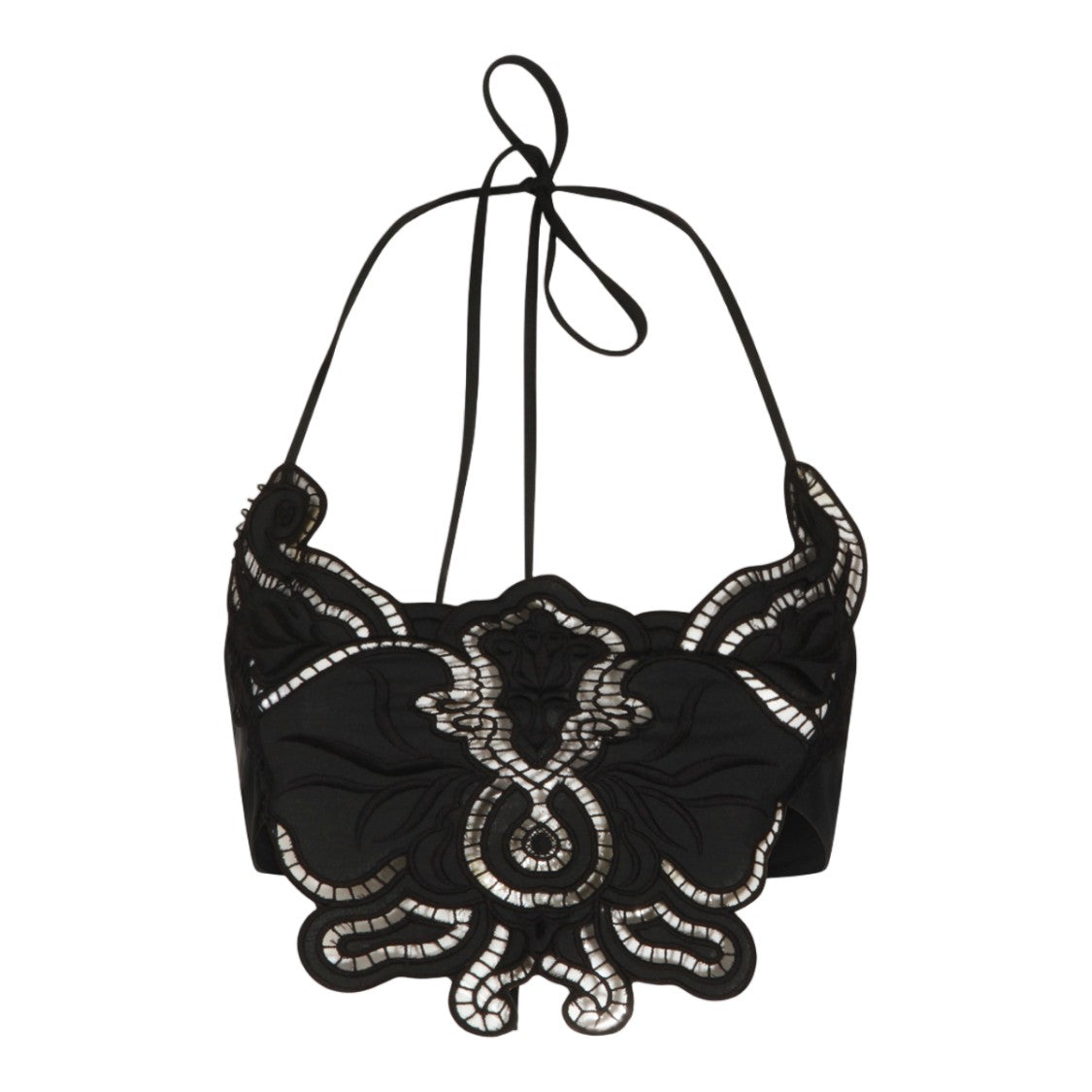 Blumarine Lace Tank Top With Halter Neck Tie