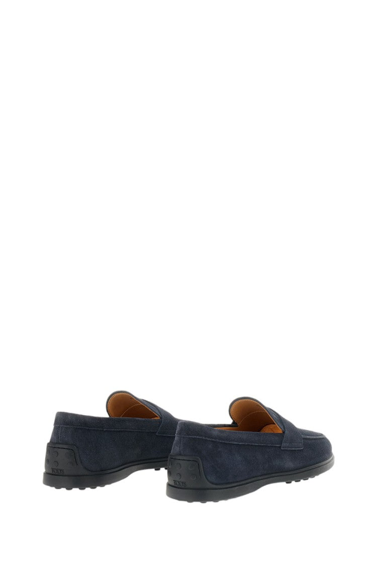 Tod's Blue Gomma 78L Suede Penny Loafers