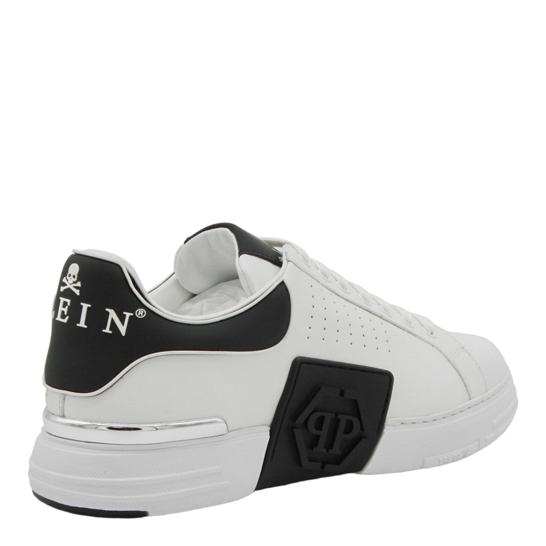 Philipp Plein White Leather Sneakers With Perforated Detailing
