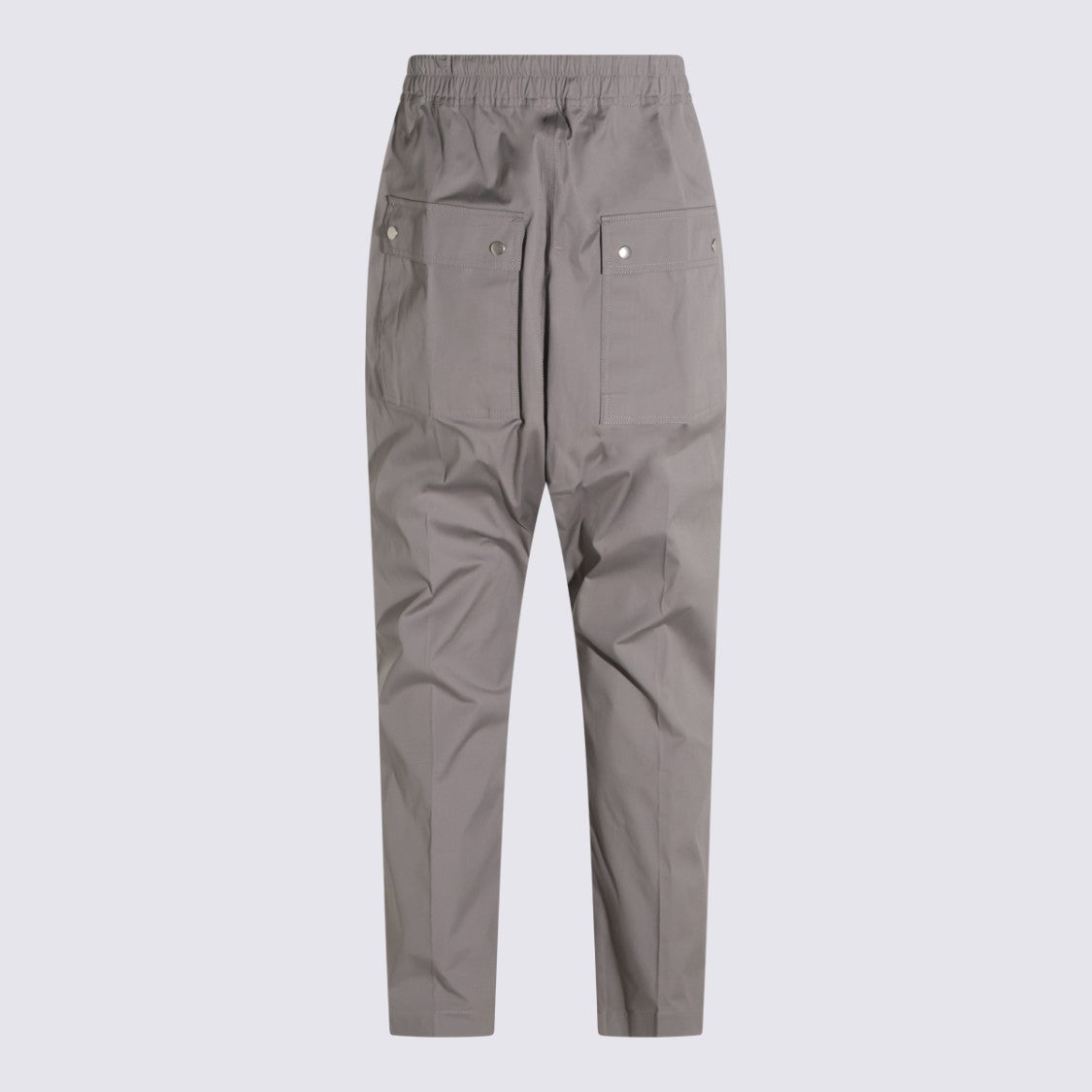 Rick Owens Tapered Fit Grey Trousers With Drawstring Accent