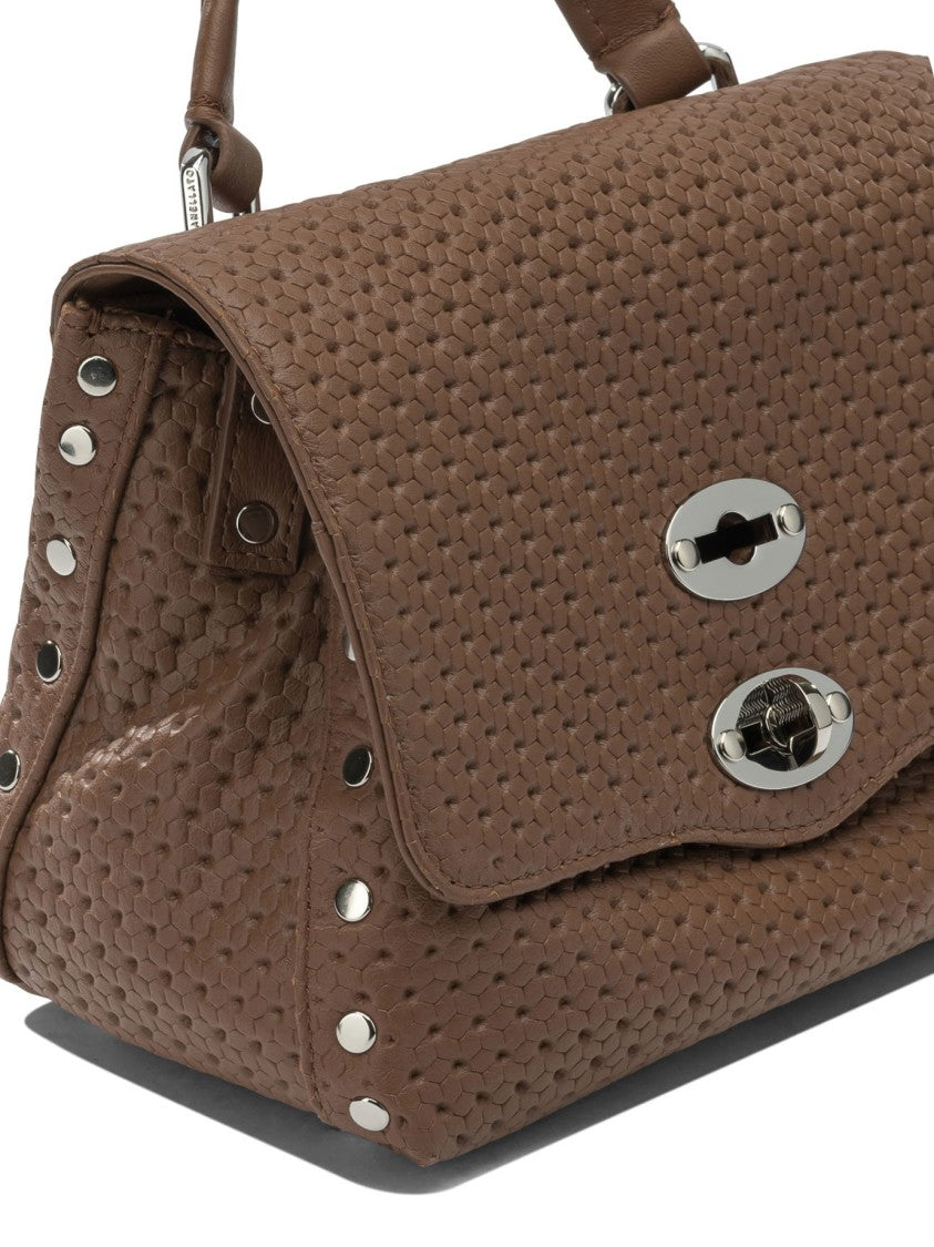 Zanellato Textured Leather Shoulder Bag With Woven Pattern