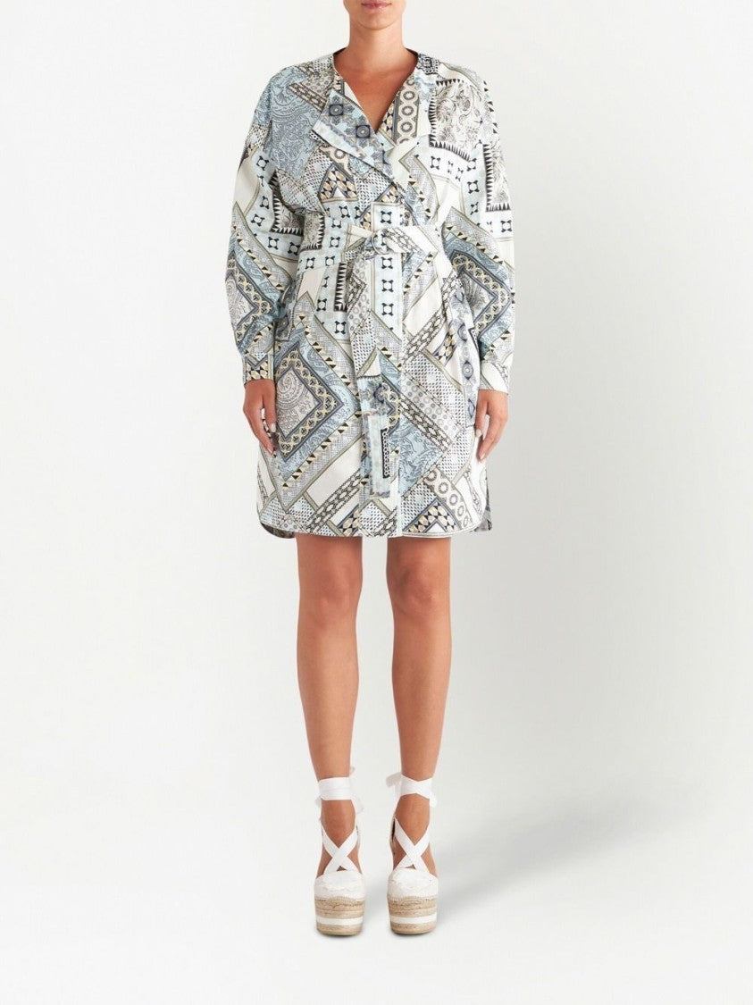 Etro Structured Cotton Geometric Print Mini Dress