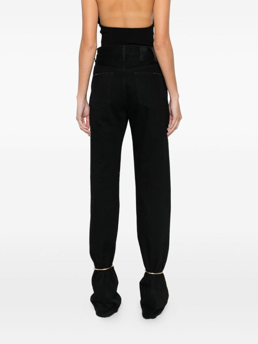 Darkpark High-Waisted Black Jeans With Gathered Hems
