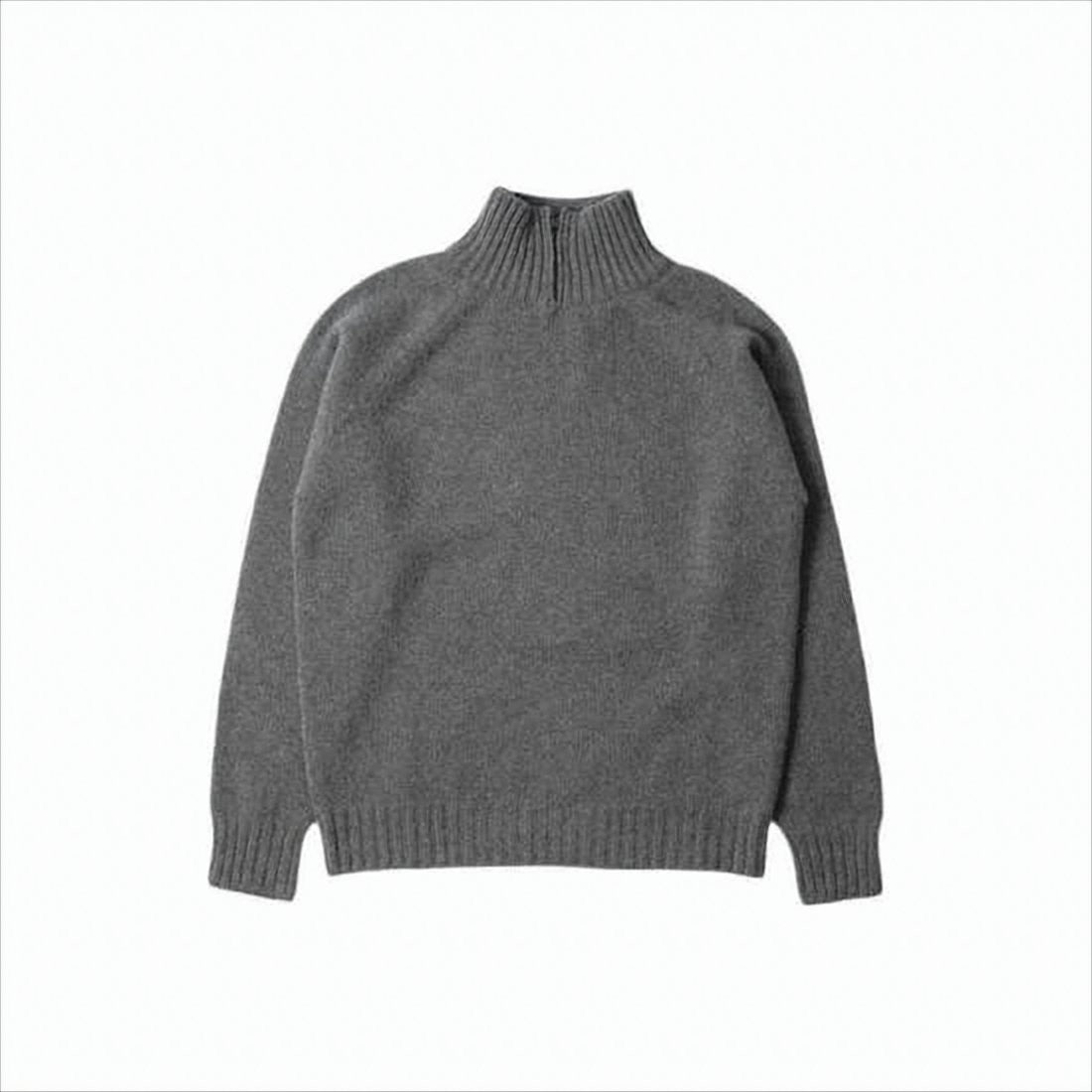 Margaret Howell Heathered Grey Merino Wool Cashmere Turtleneck Sweater