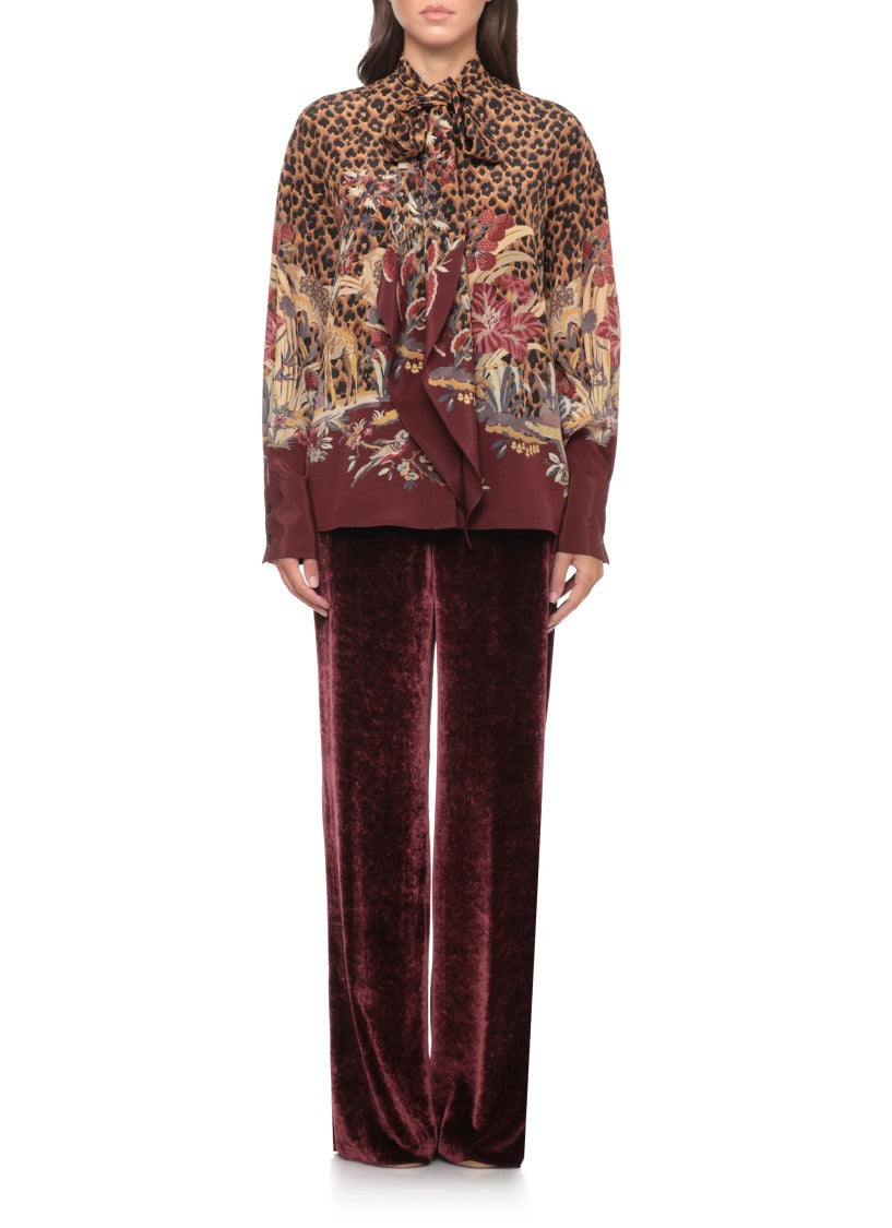 Etro Patterned High-Collar Silk Shirt