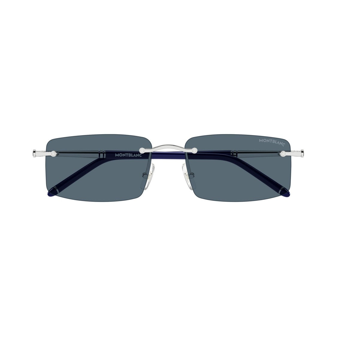 Montblanc Rimless Rectangular Sunglasses With Metallic Silver Temples