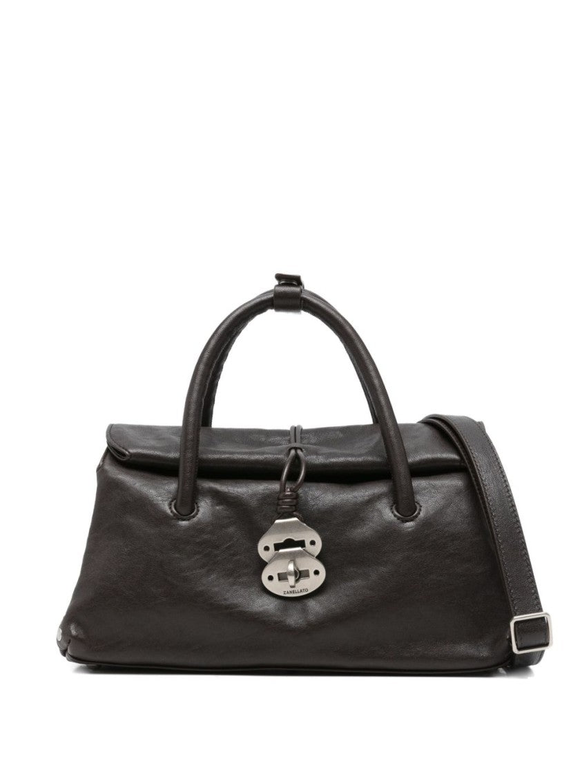 Zanellato Structured Brown Lamb Leather Shoulder Bag