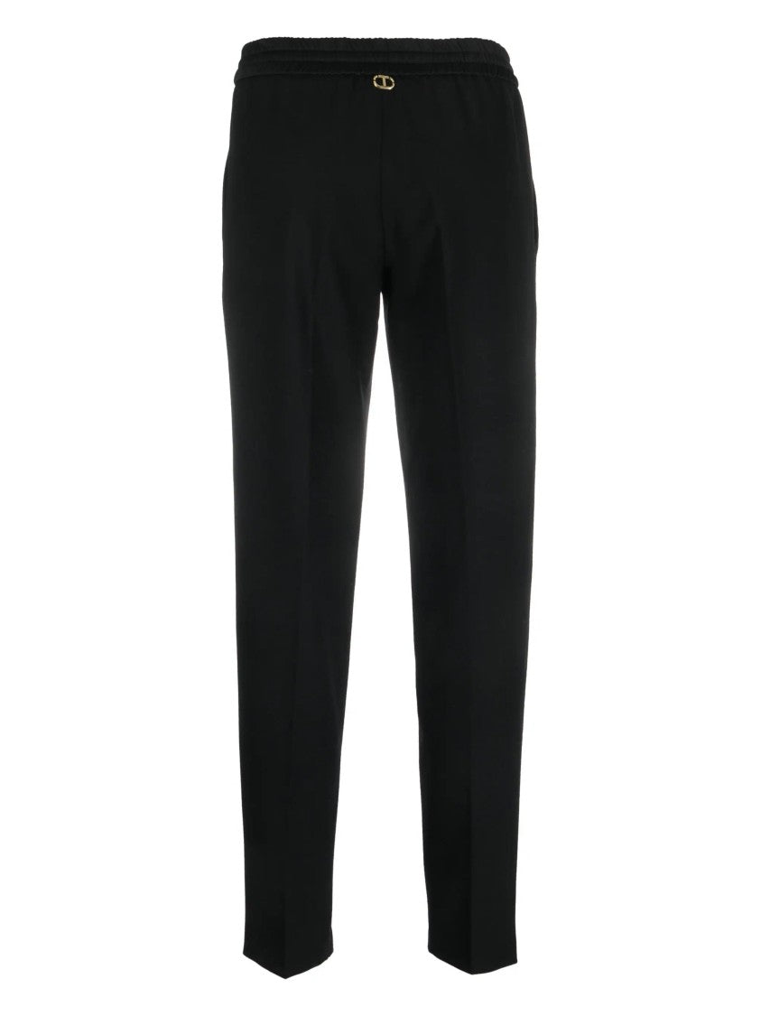 Twin-Set Black Trousers With Relaxed Fit And Design