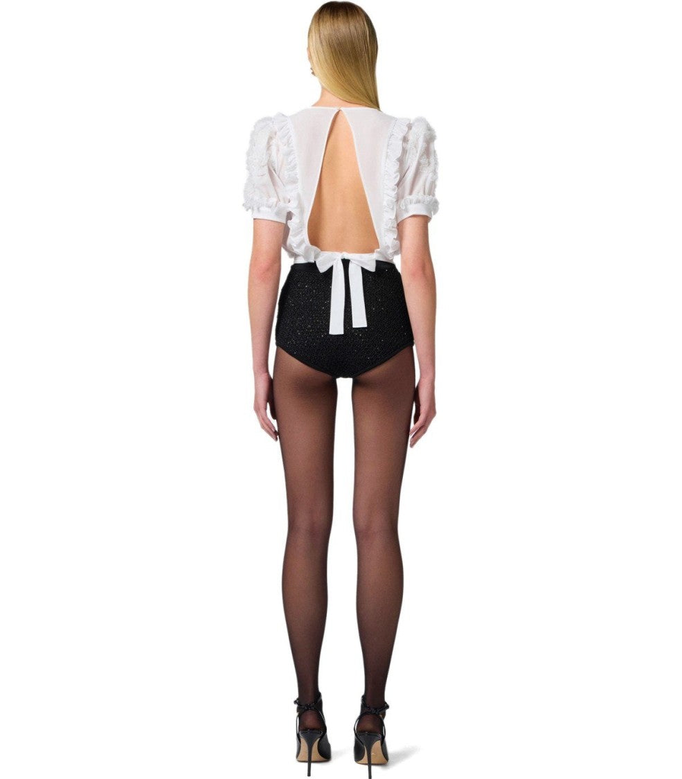 Elisabetta Franchi Ivory Ruffled Top