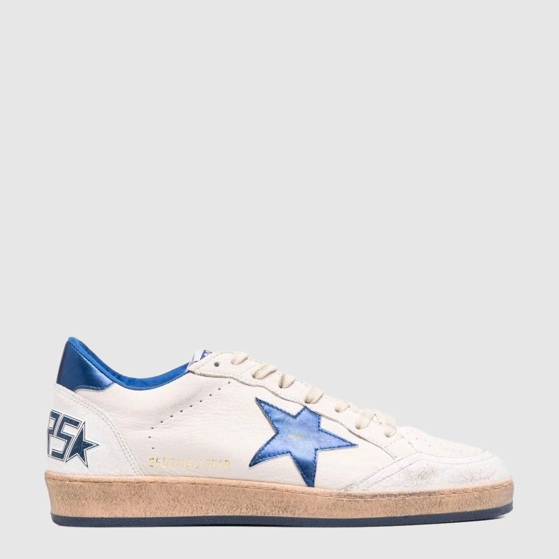 Golden Goose White And Blue Leather Ballstar Sneakers