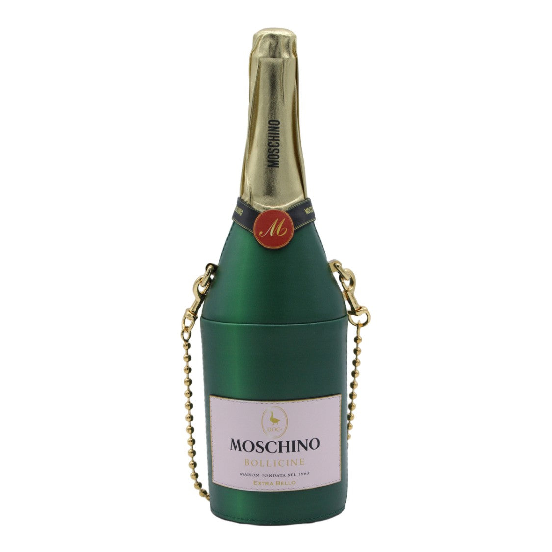 Moschino Champagne Bottle-Inspired Green Handbag