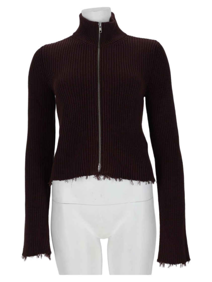 Mm6 By Maison Margiela Ribbed Knit Brown Cotton Sports Jacket
