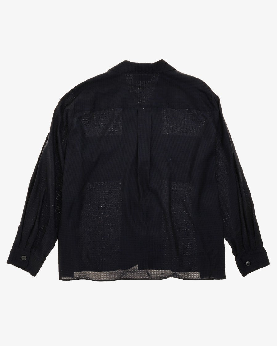 Beams Diamond Patterned Shirt In Breathable Cupro Blend
