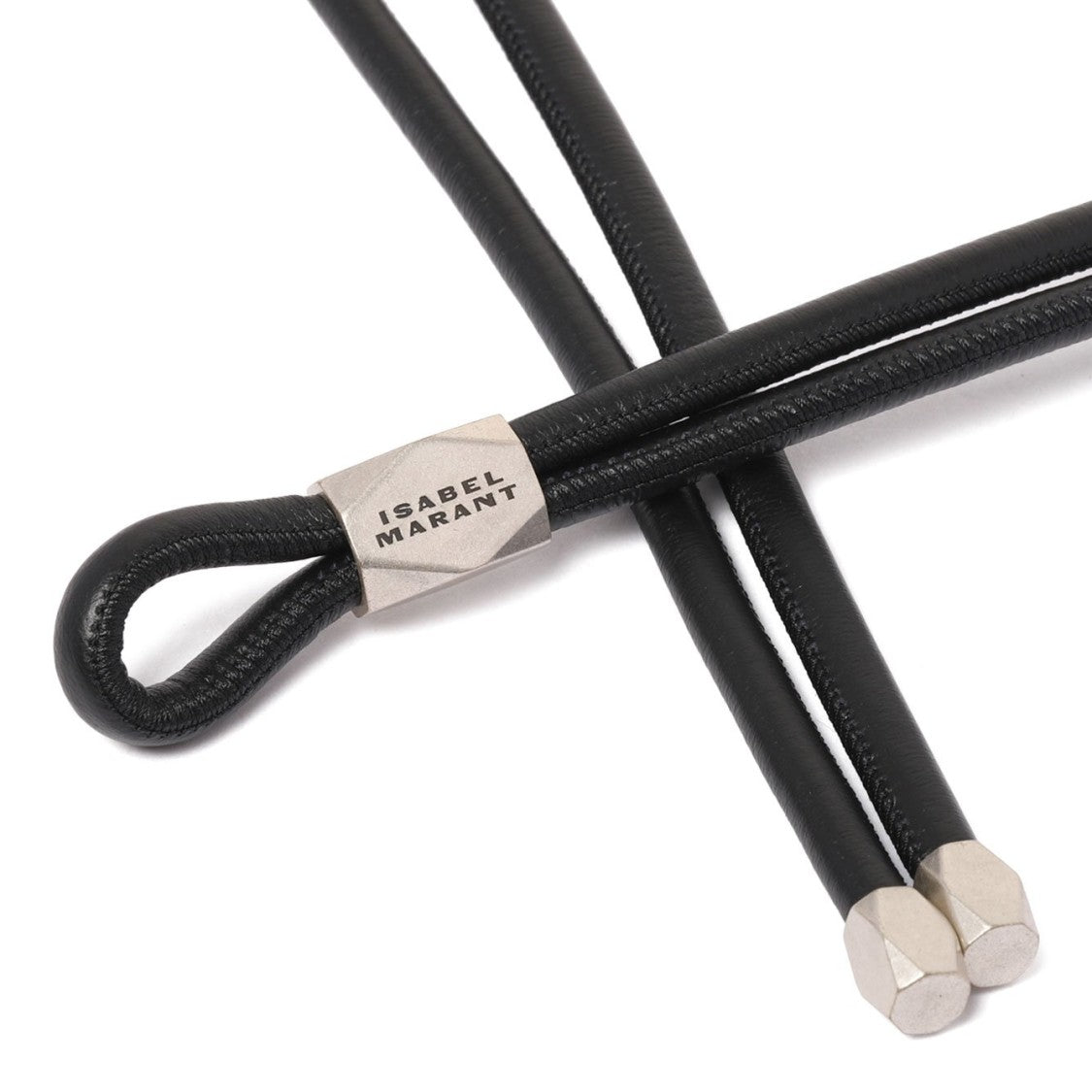 Isabel Marant Minimalist Double-Strap Black Lambskin Belt