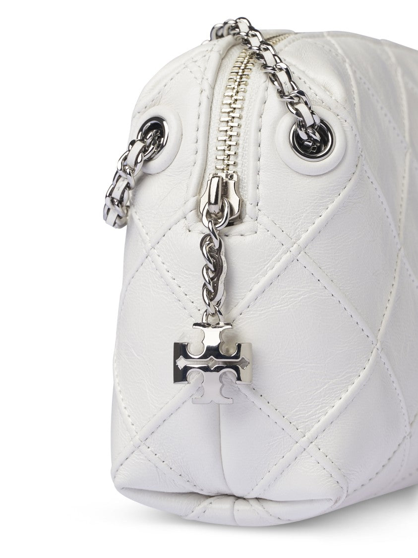 Tory Burch Quilted White Lamb Leather Crossbody Bag