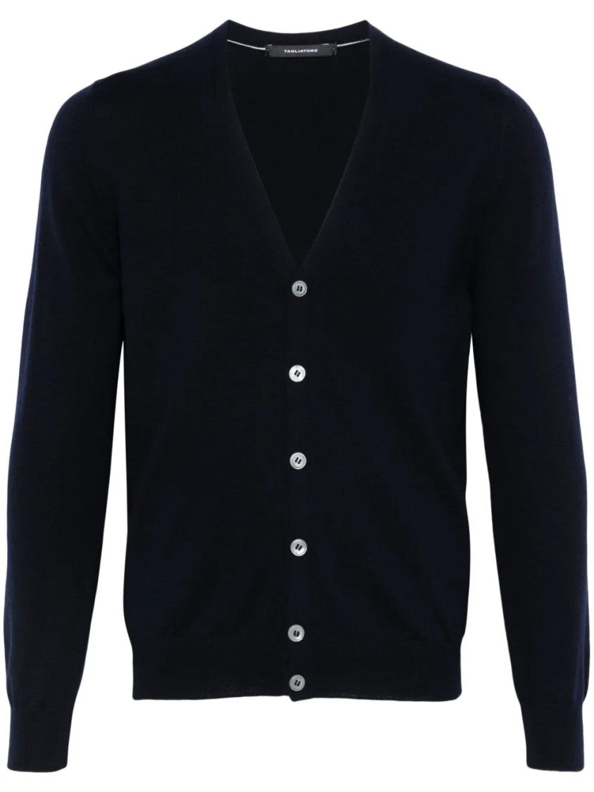 Tagliatore Classic V-Neck Wool Cardigan
